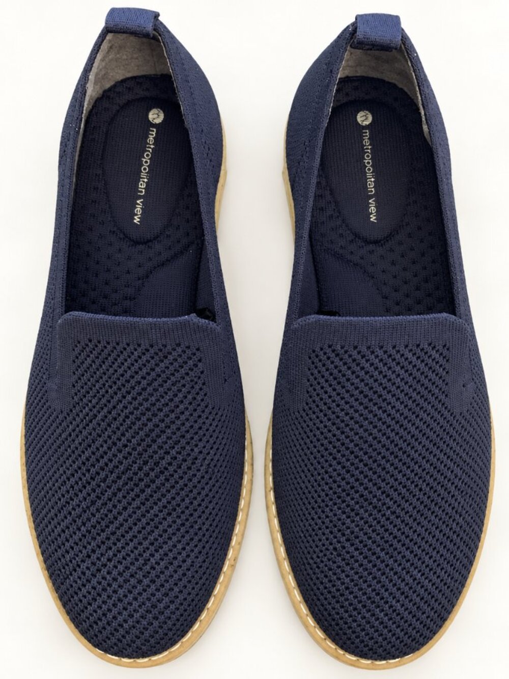 Metropolitan View Women’s 7.5 Navy Knit Slip On Loafers Comfort Shoes